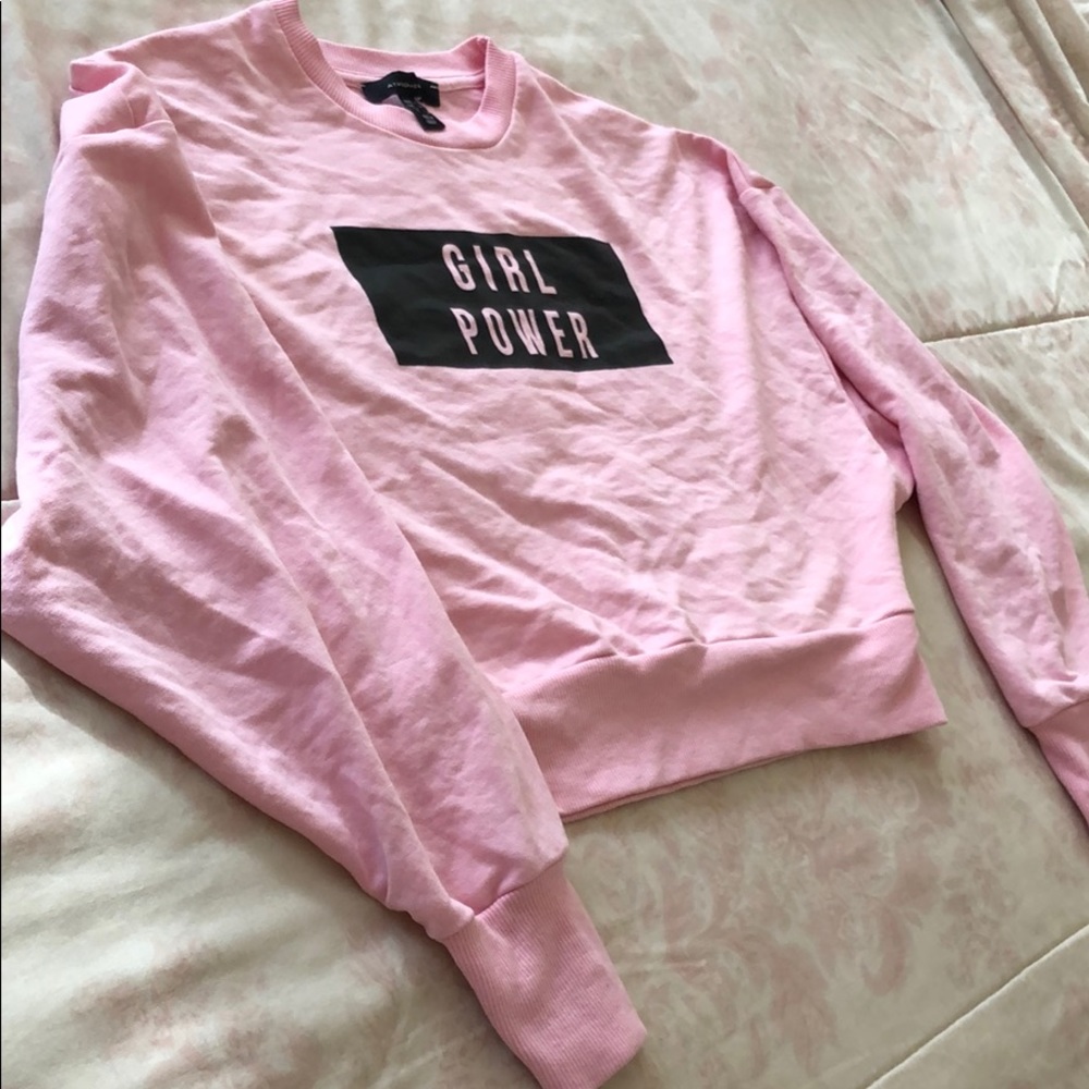 “Girl Power” light pink crop sweater